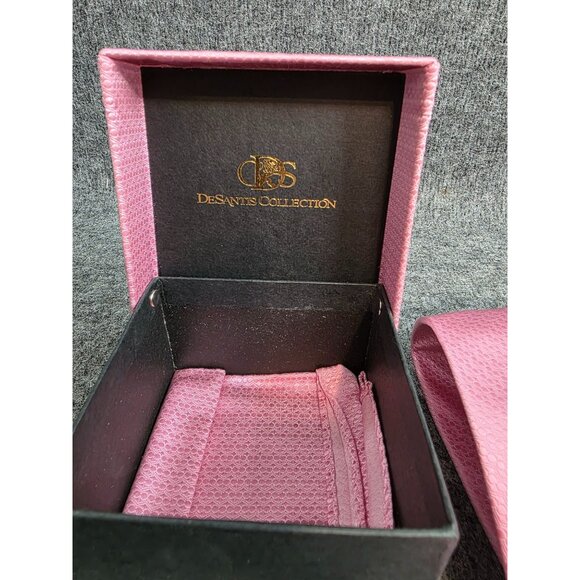 DeSantis Collection Pink Silk Tie With Gift Box Made In Italy - Picture 2 of 5